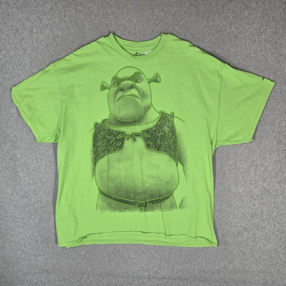 Universal Studios Men Shirt 2XL Green Neon Shrek 4-D Logo Graphic Print Tee